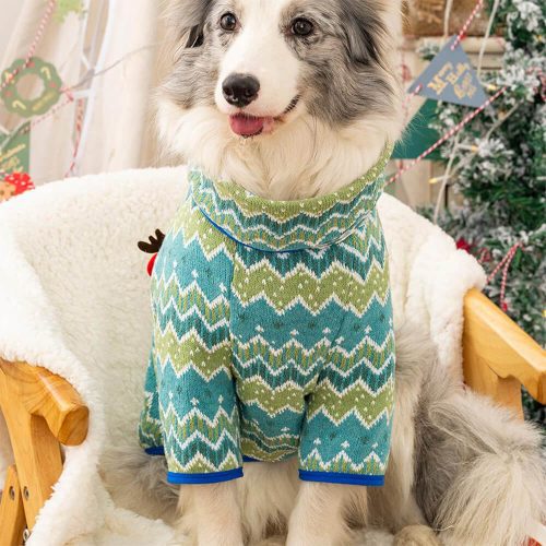 FUNNYFUZZYFestiveChristmasSanta ReindeerDesignKnitDogSweater 3