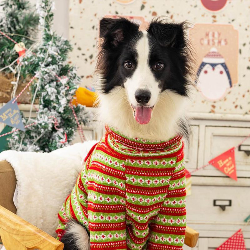 FUNNYFUZZYFestiveChristmasSanta ReindeerDesignKnitDogSweater 7