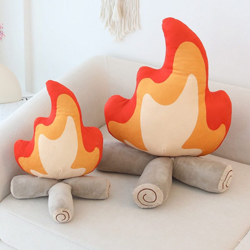 FUNNYFUZZYFlameShapePlushCozyDecorativeAccentSofaPillow 6