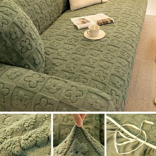 FUNNYFUZZYFloralJacquardFleeceforWarmthCouchCover 6