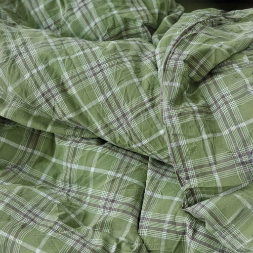 FUNNYFUZZYGreenPlaidSoftComfortableCottonBedSheetSet 7