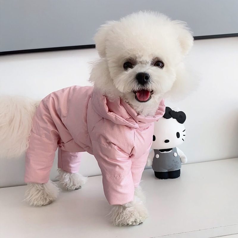 FUNNYFUZZYLuxuryCozySnap OnBackWarmDownWaterproofDogHoodedCoat 4