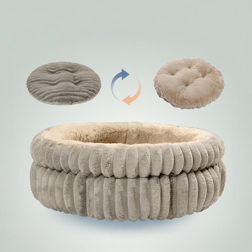 FUNNYFUZZYMinimalismRoundWarmMilkVelvetFauxRabbitFurCatBed 5