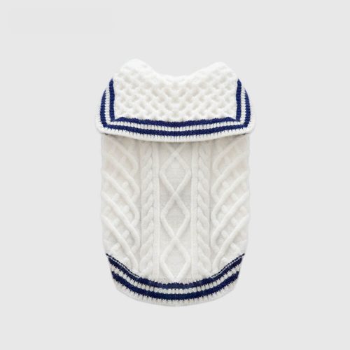 FUNNYFUZZYNauticalNavy InspiredStripedPoloStyleKnitDogSweater 19