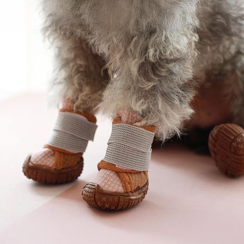 FUNNYFUZZYPlush LinedWaterproofDurableNon SlipVelcroDogBoots 5