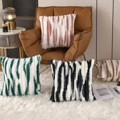 FUNNYFUZZYPlushColor blockThrowPillowComfortable Soft 6