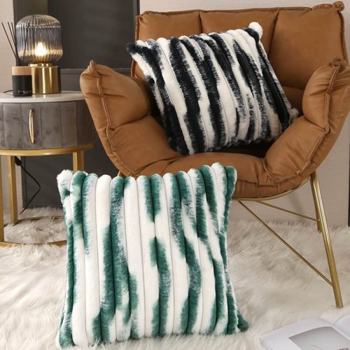 FUNNYFUZZYPlushColor blockThrowPillowComfortable Soft 9