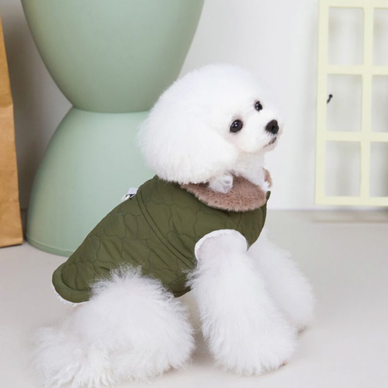 FUNNYFUZZYPlushQuiltedWarmFauxFurCollarDogJacke 10