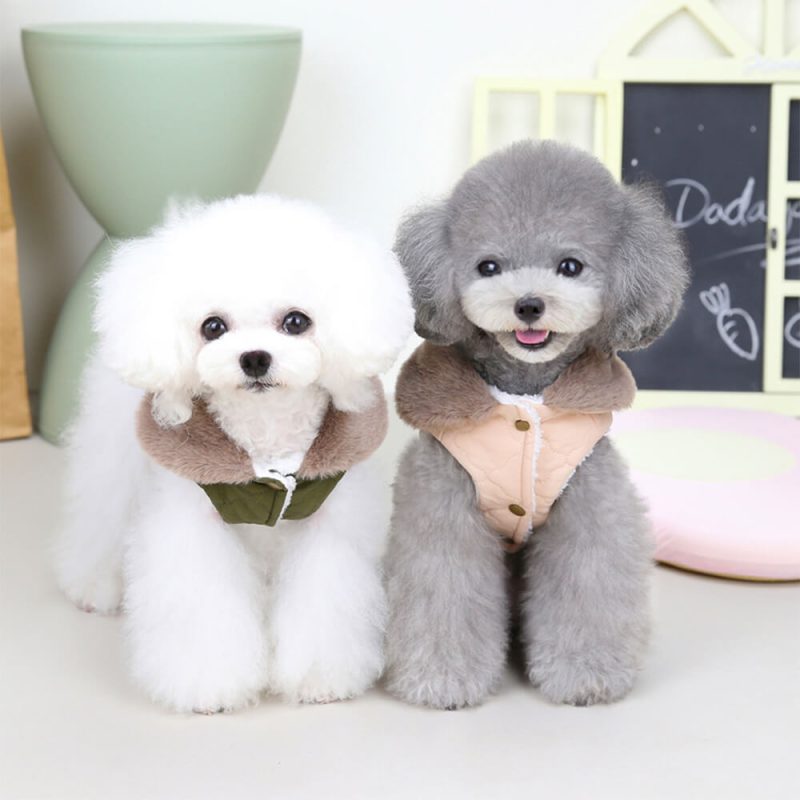 FUNNYFUZZYPlushQuiltedWarmFauxFurCollarDogJacke 12