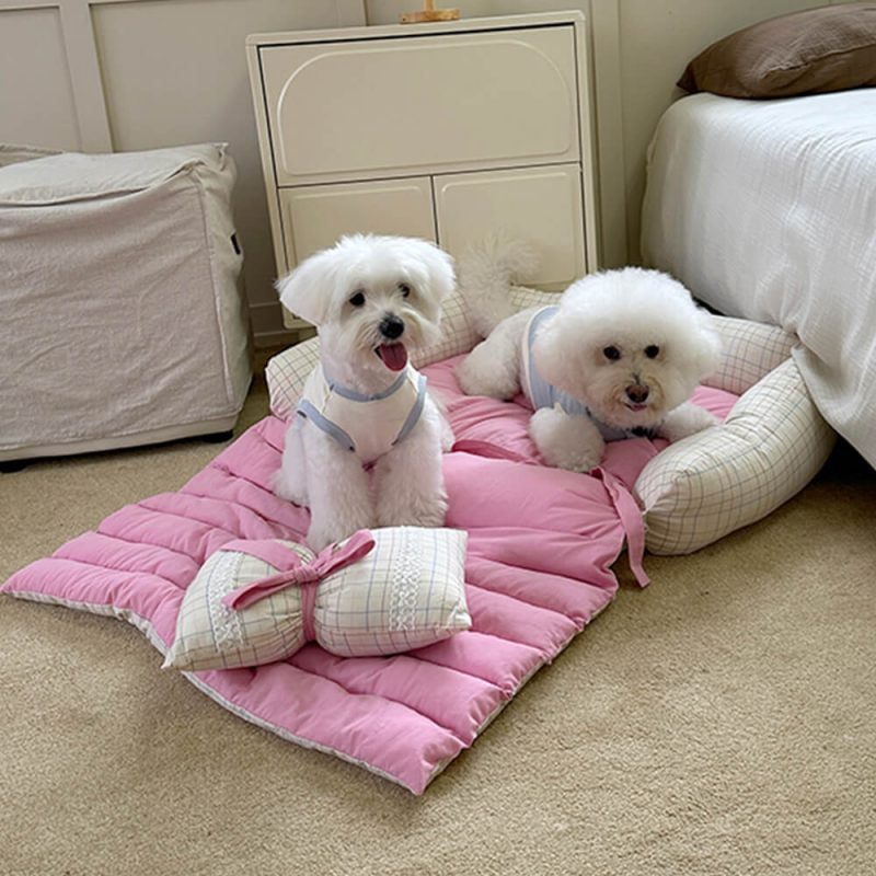 FUNNYFUZZYRomanticPrincessBowKnotMicrofiberFillDog CatBed 12