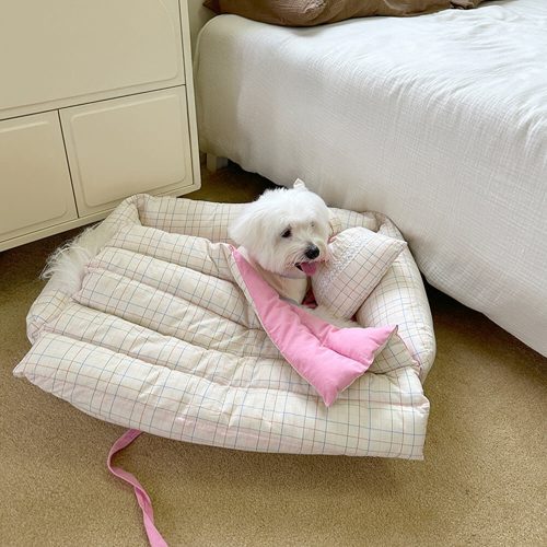 FUNNYFUZZYRomanticPrincessBowKnotMicrofiberFillDog CatBed 13