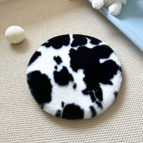 FUNNYFUZZYRoundUltraSoftFauxRabbitFurWarmDog CatMat 1