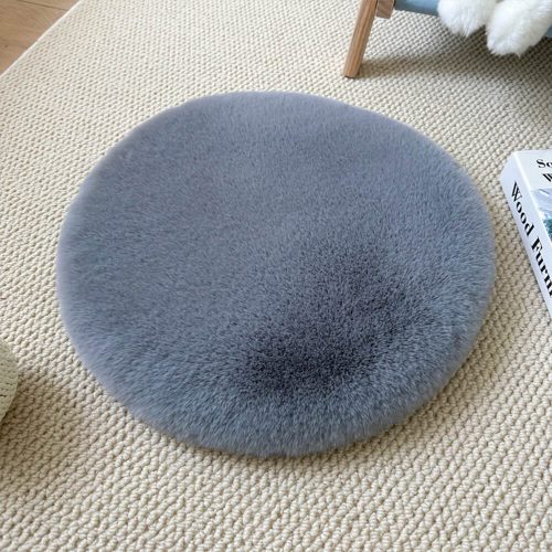 FUNNYFUZZYRoundUltraSoftFauxRabbitFurWarmDog CatMat 3