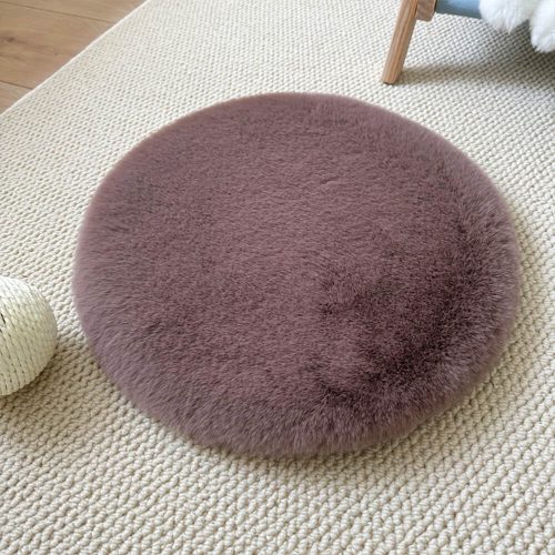 FUNNYFUZZYRoundUltraSoftFauxRabbitFurWarmDog CatMat 5