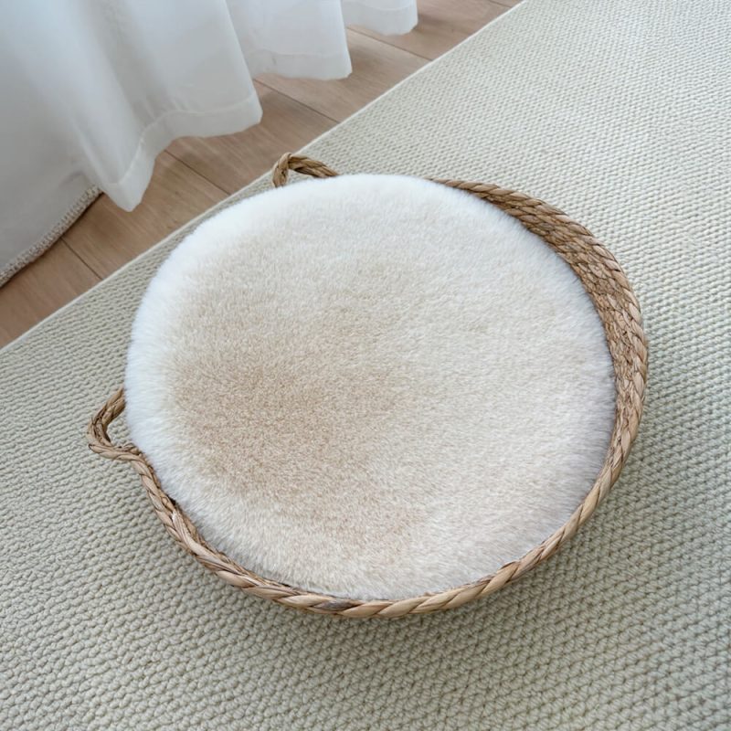 FUNNYFUZZYRoundUltraSoftFauxRabbitFurWarmDog CatMat 9