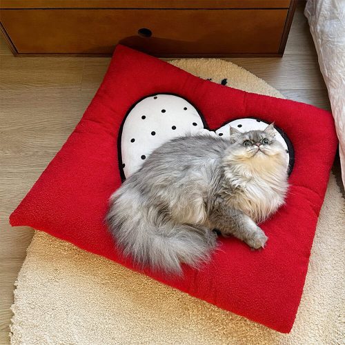 FUNNYFUZZYStripedHeart ShapedCozyComfortDog CatMat 11