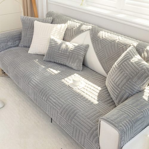 FUNNYFUZZYStripedTexturedPlushNon slipCouchCover 1