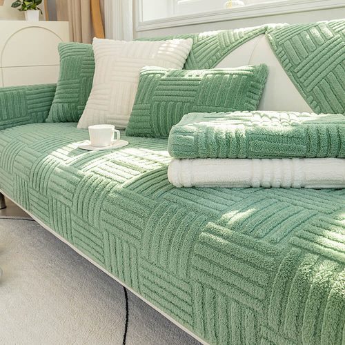 FUNNYFUZZYStripedTexturedPlushNon slipCouchCover 11