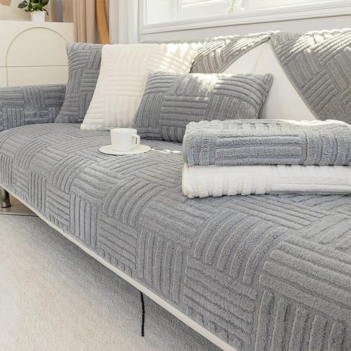 FUNNYFUZZYStripedTexturedPlushNon slipCouchCover 18