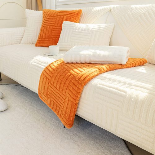 FUNNYFUZZYStripedTexturedPlushNon slipCouchCover 19