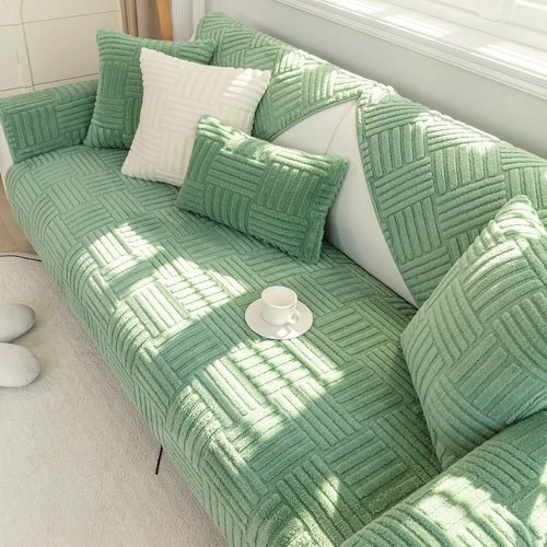 FUNNYFUZZYStripedTexturedPlushNon slipCouchCover 9