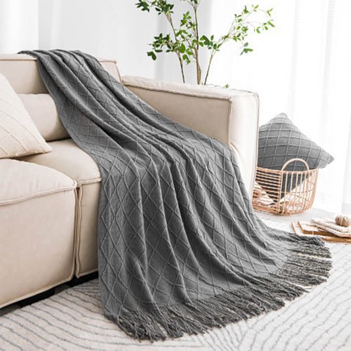 FUNNYFUZZYStylishTasselKnittedSofaBlanketDecorativeHomeThrow 5