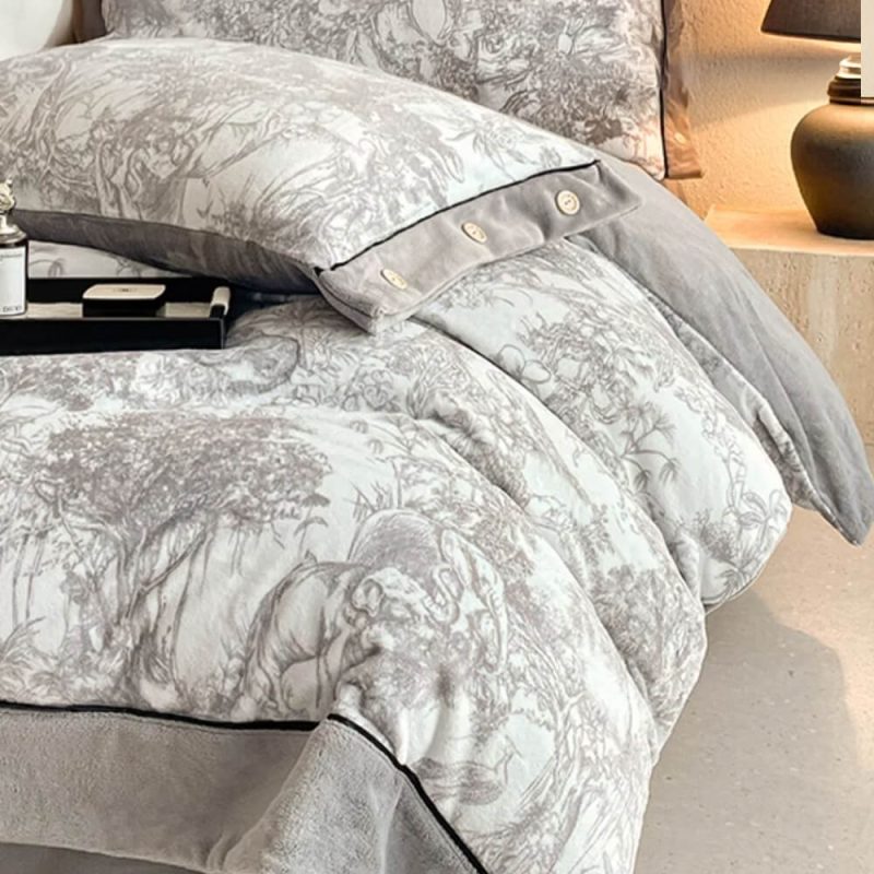 FUNNYFUZZYSuperSoftMarbleWarmMoisture WickingVelvetBedSheetSet 10