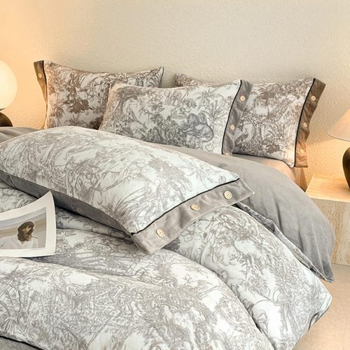 FUNNYFUZZYSuperSoftMarbleWarmMoisture WickingVelvetBedSheetSet 6