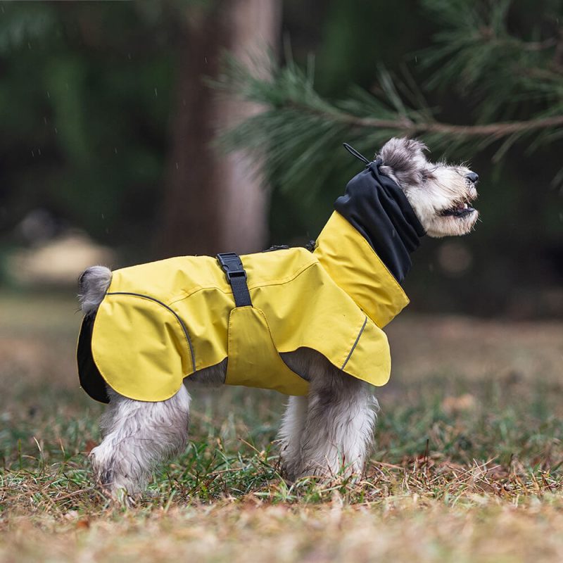 FUNNYFUZZYTurtleneck Waterproof Lightweight Reflective Adjustable Dog Poncho Raincoat 01