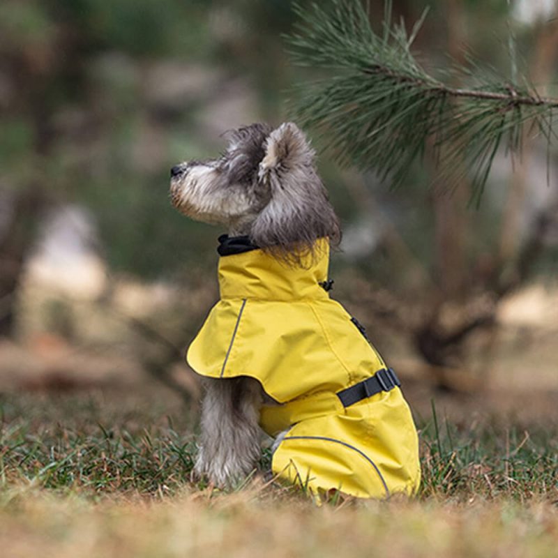 FUNNYFUZZYTurtleneck Waterproof Lightweight Reflective Adjustable Dog Poncho Raincoat 04