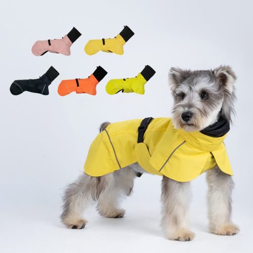 FUNNYFUZZYTurtleneck Waterproof Lightweight Reflective Adjustable Dog Poncho Raincoat 05