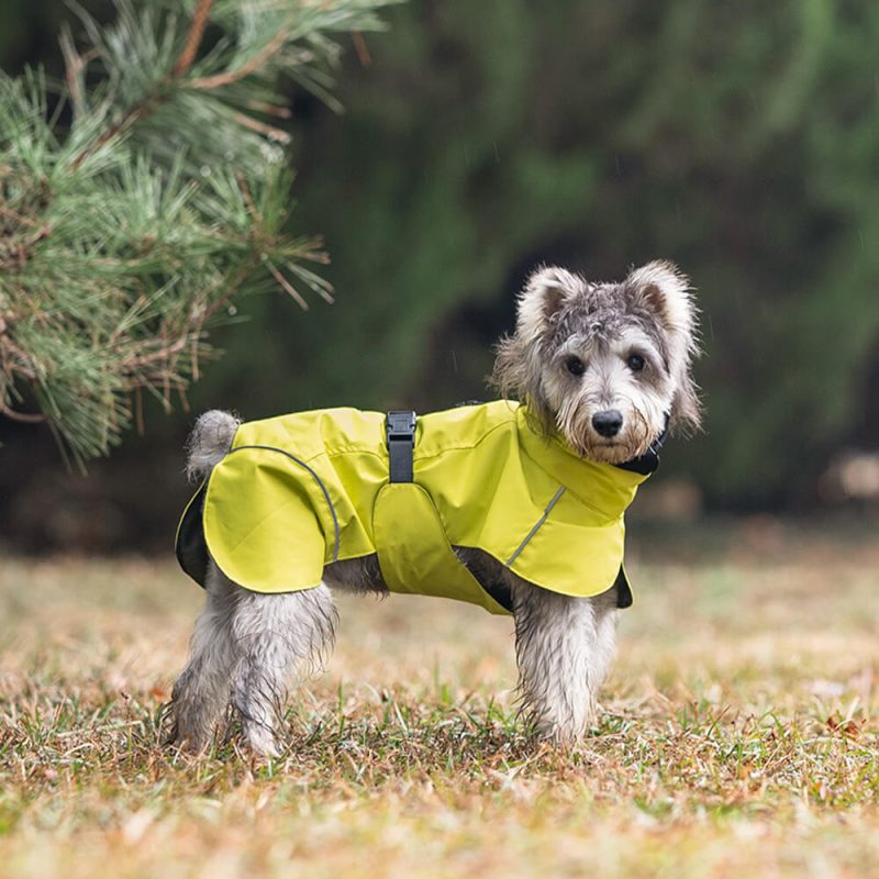 FUNNYFUZZYTurtleneck Waterproof Lightweight Reflective Adjustable Dog Poncho Raincoat 06