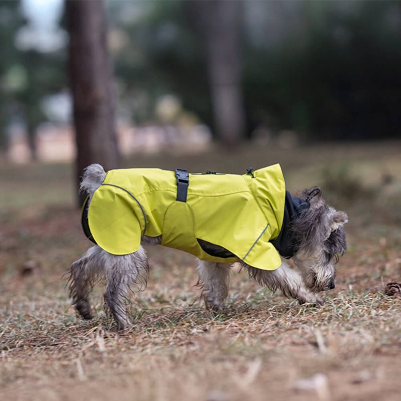 FUNNYFUZZYTurtleneck Waterproof Lightweight Reflective Adjustable Dog Poncho Raincoat 07