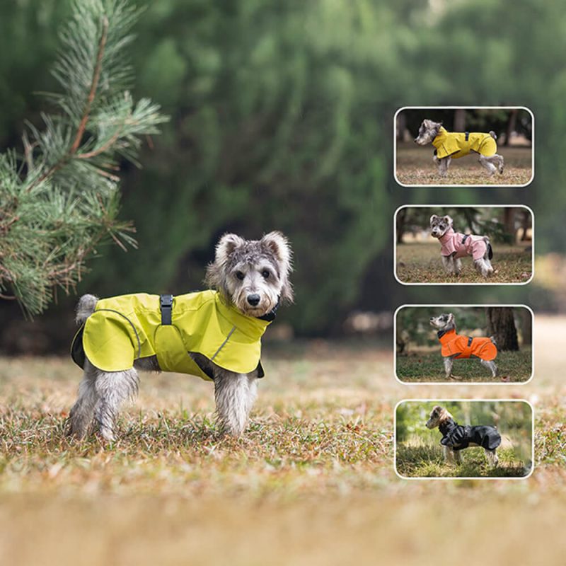 FUNNYFUZZYTurtleneck Waterproof Lightweight Reflective Adjustable Dog Poncho Raincoat 08