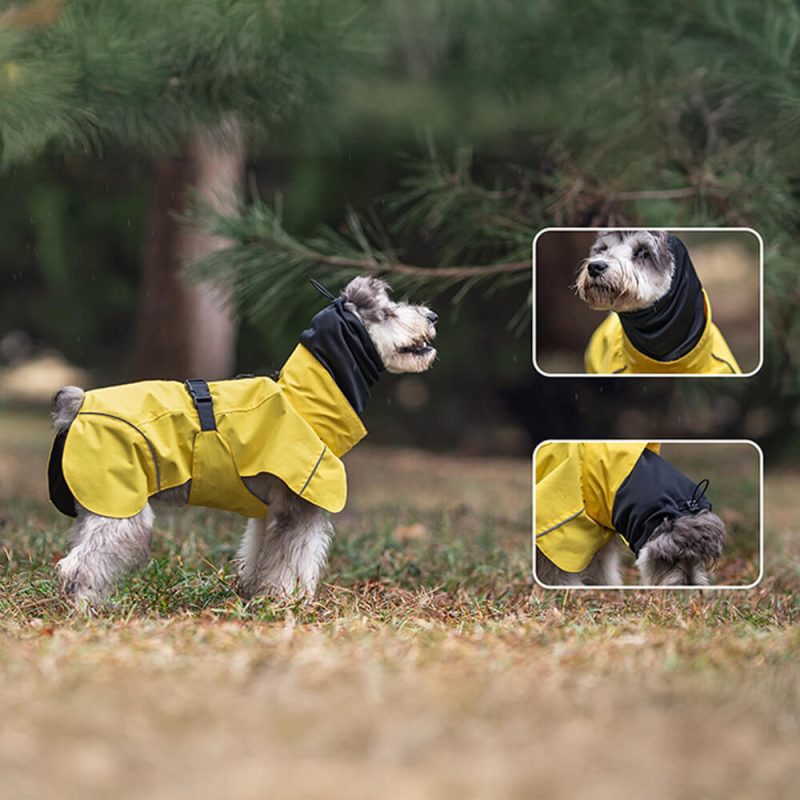 FUNNYFUZZYTurtleneck Waterproof Lightweight Reflective Adjustable Dog Poncho Raincoat 09