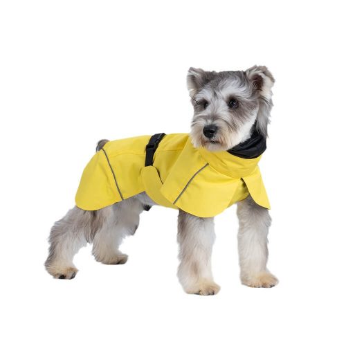 FUNNYFUZZYTurtleneck Waterproof Lightweight Reflective Adjustable Dog Poncho Raincoat 10