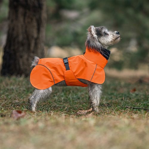 FUNNYFUZZYTurtleneck Waterproof Lightweight Reflective Adjustable Dog Poncho Raincoat 11