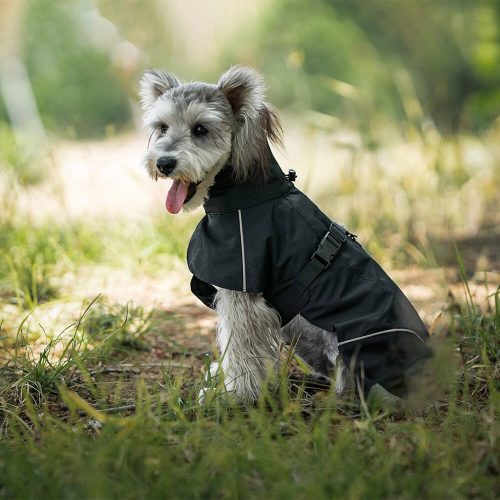 FUNNYFUZZYTurtleneck Waterproof Lightweight Reflective Adjustable Dog Poncho Raincoat 12