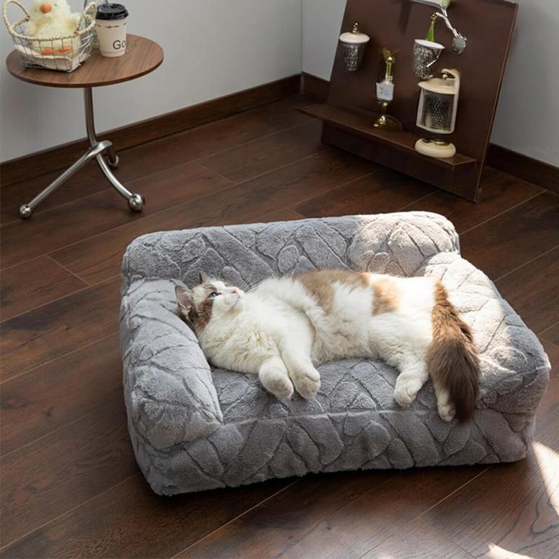 FUNNYFUZZYUltra SoftFauxRabbitFurJacquardWarmDog CatBed 3