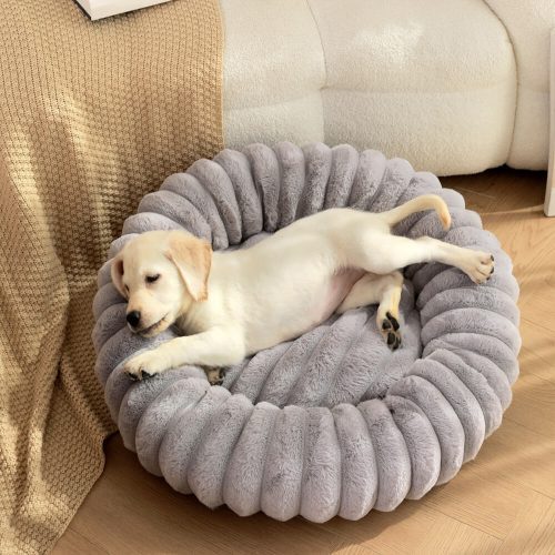 FUNNYFUZZYUltra SoftPlushRoundDonutSupportDog CatBed 10