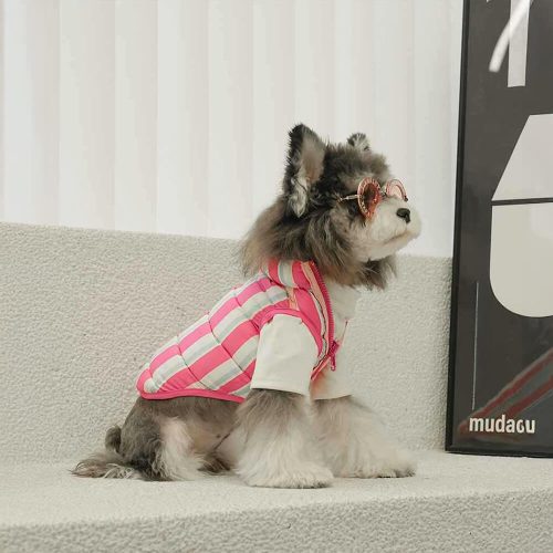 FUNNYFUZZYUltra StylishWarmLightweightDoubleSidedStripedDogVest 3