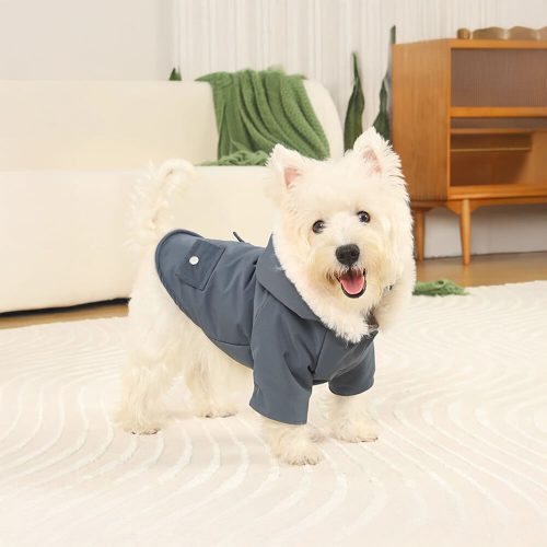 FUNNYFUZZYUltra WarmFauxFurLiningWindproofHoodedDogCoat 11