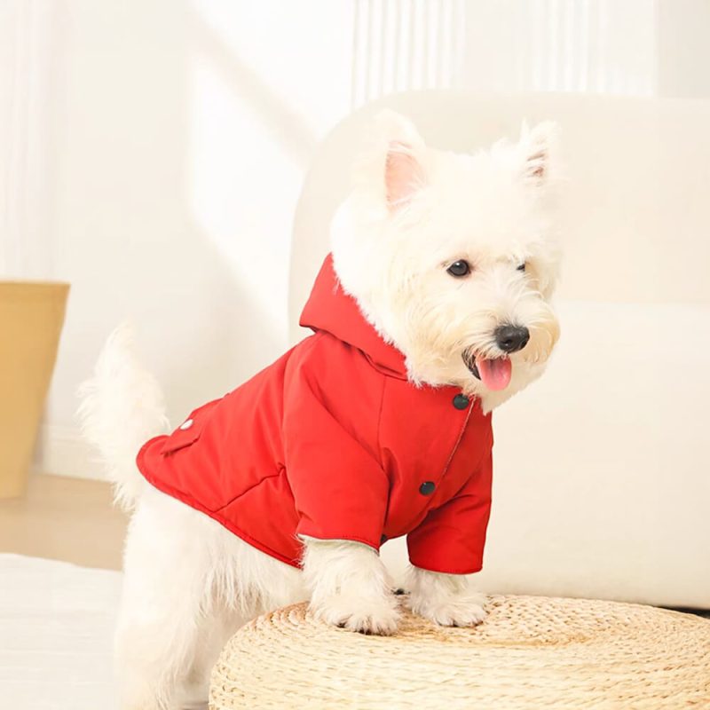 FUNNYFUZZYUltra WarmFauxFurLiningWindproofHoodedDogCoat 12