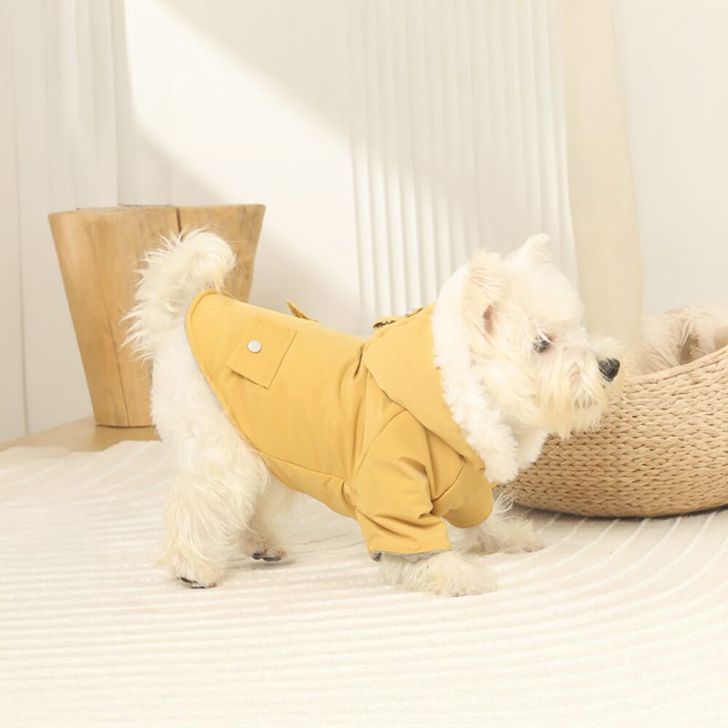 FUNNYFUZZYUltra WarmFauxFurLiningWindproofHoodedDogCoat 13