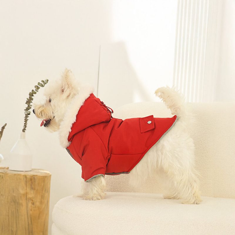 FUNNYFUZZYUltra WarmFauxFurLiningWindproofHoodedDogCoat 14