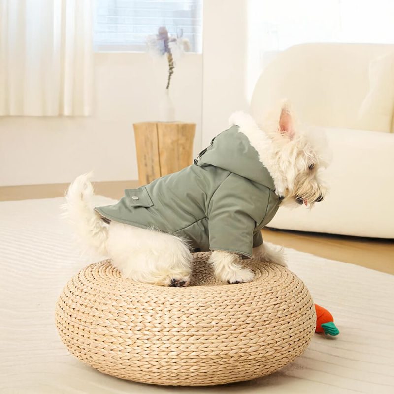 FUNNYFUZZYUltra WarmFauxFurLiningWindproofHoodedDogCoat 16