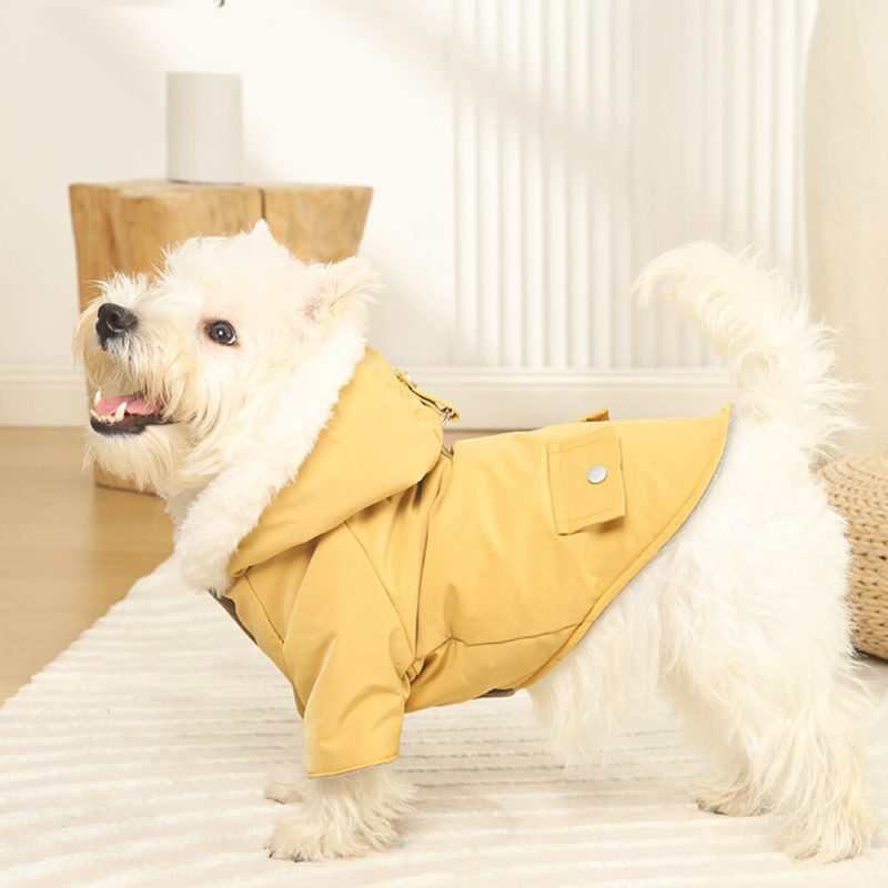 FUNNYFUZZYUltra WarmFauxFurLiningWindproofHoodedDogCoat 2