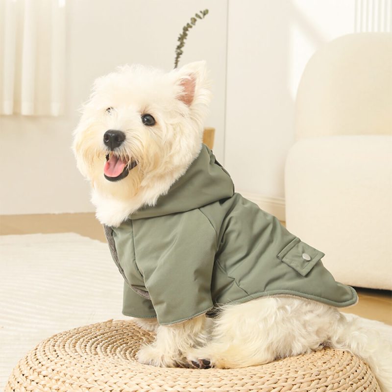 FUNNYFUZZYUltra WarmFauxFurLiningWindproofHoodedDogCoat 3