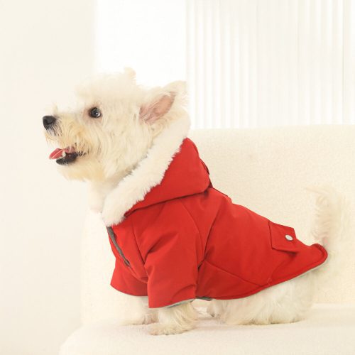 FUNNYFUZZYUltra WarmFauxFurLiningWindproofHoodedDogCoat 4