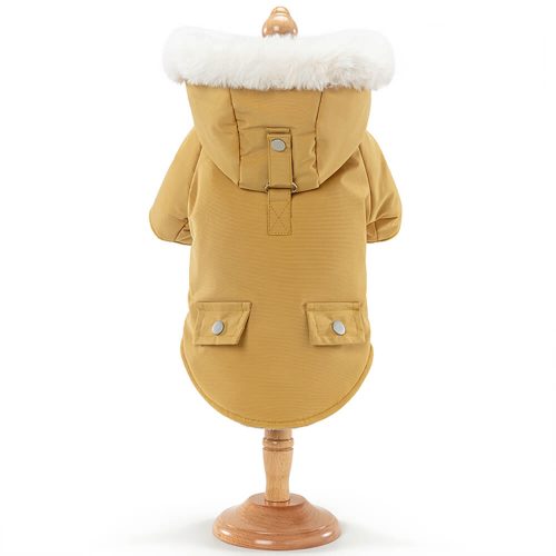 FUNNYFUZZYUltra WarmFauxFurLiningWindproofHoodedDogCoat 6